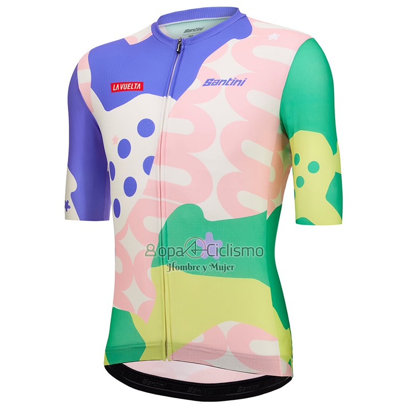 Vuelta Espana Ropa Ciclismo Culotte Corto 2023 Hombre Mangas Cortas Rosa
